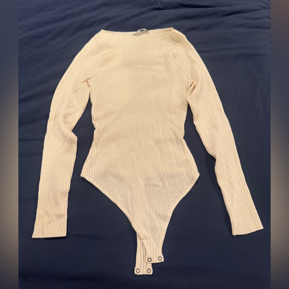 Abercrombie & Fitch Cream Ribbed Bodysuit